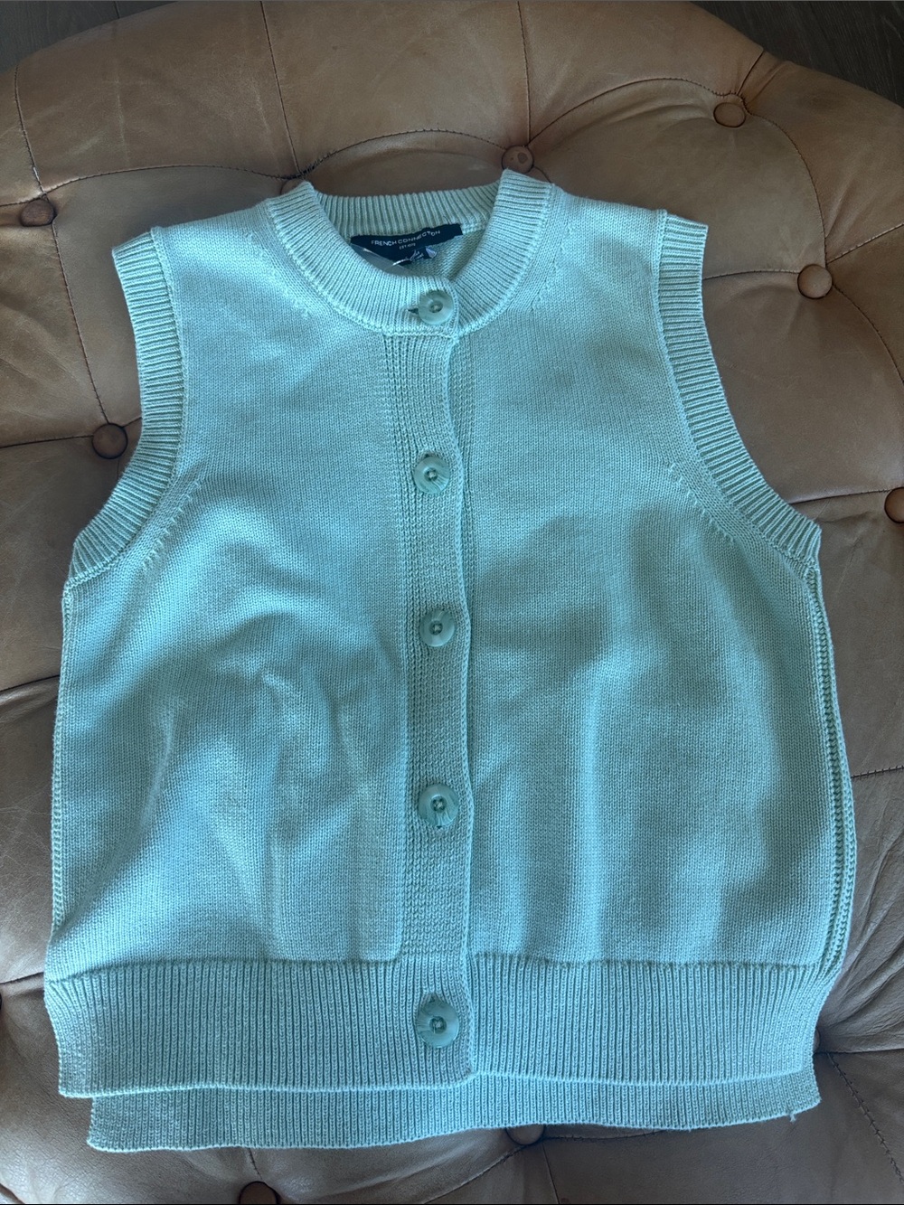 NWT French Connection Chunky Button-Front Sleeveless Sweater Vest - Mint  Small